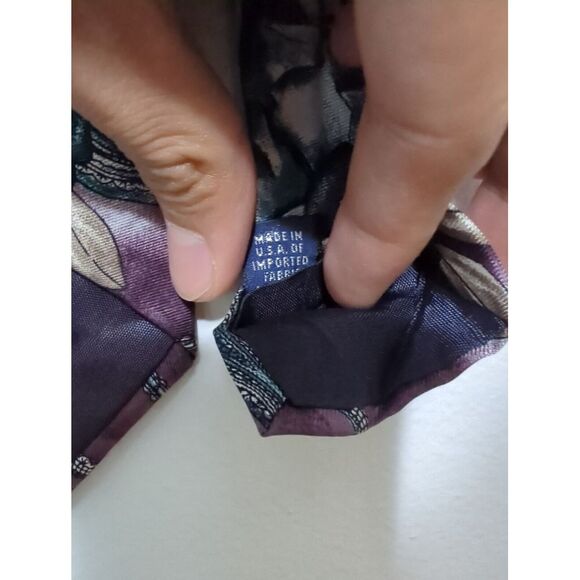 Stafford Tie Mens Floral Graphic Silk Necktie Multicolor Purple 100%‎ Silk - Picture 6 of 7